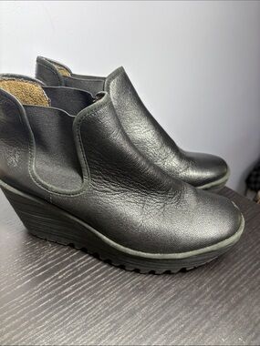 Fly London Black Wedge Ankle Boots